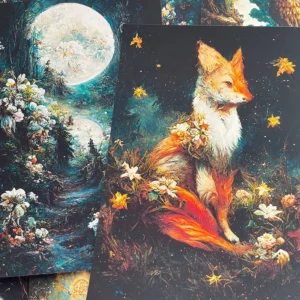 fantasy forest fox background scrapbook paper 3