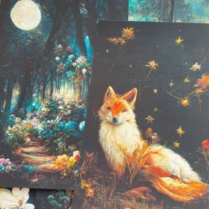 fantasy forest fox background scrapbook paper 6