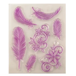 feathers flowers clear silicone stamps 2