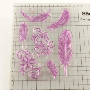 feathers flowers clear silicone stamps 3