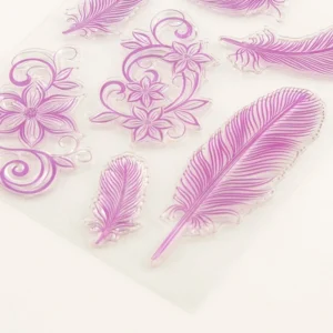 feathers flowers clear silicone stamps 4