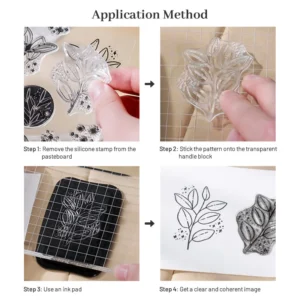 feathers flowers clear silicone stamps 5