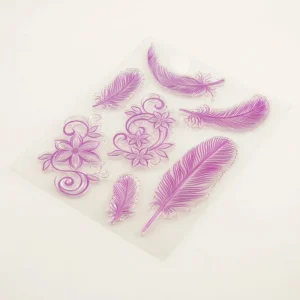 feathers flowers clear silicone stamps 6