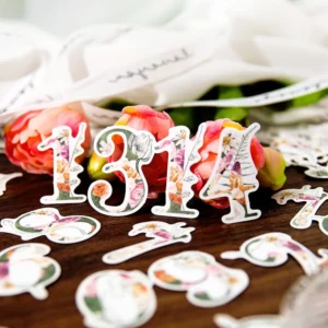 floral number washi stickers 10
