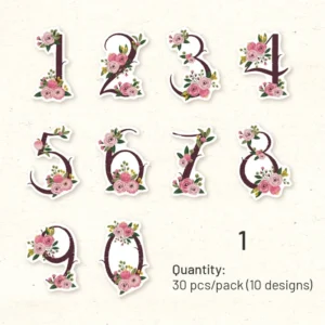 floral number washi stickers 11