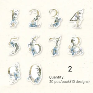 floral number washi stickers 12