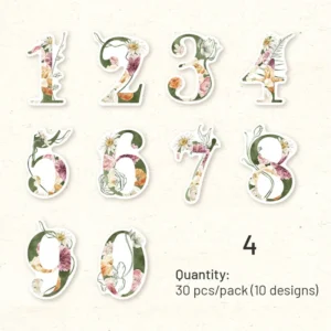 floral number washi stickers 14