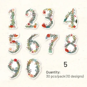 floral number washi stickers 15