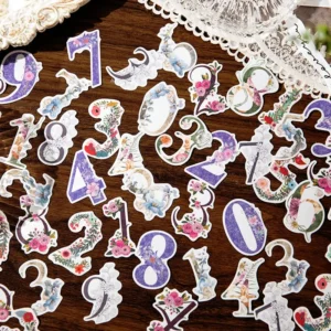 floral number washi stickers 2