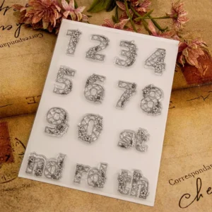 floral numbers and letters silicone stamp 2