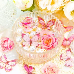 flower and butterfly gold foil clear 3