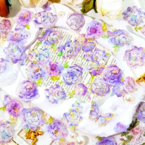 flower and butterfly gold foil clear 4