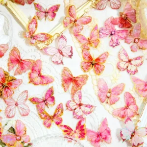 flower and butterfly gold foil clear 5