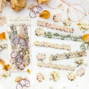 flower and fence clear transparent stickers 2