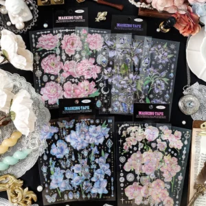 Flower and Plant Holographic Clear Transparent Decorative Sticker