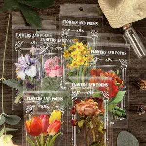 Flower and Poetry Series Clear Transparent Plant Stickers