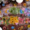 Flower Clear Transparent Stickers - Rose, Hydrangea, Sunflower, Tulip