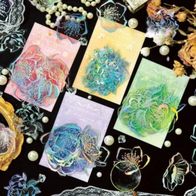 Flower Holographic Hot Stamping Clear Transparent Sticker