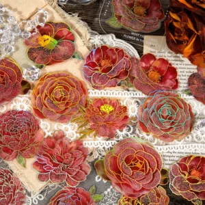 Flower Holographic Hot Stamping Clear Transparent Stickers