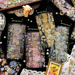 Flower Hot Stamping Clear Transparent Sticker