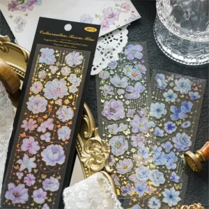 flower hot stamping gold sticker sheets 2