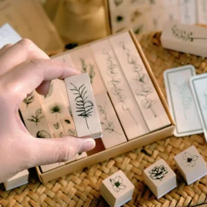 flower plant leaf wooden rubber stamp 2