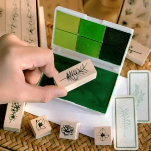 flower plant leaf wooden rubber stamp 3