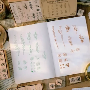 flower plant leaf wooden rubber stamp 4