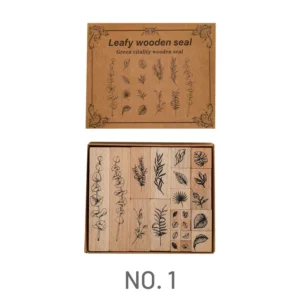 flower plant leaf wooden rubber stamp 5