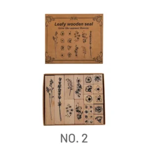 flower plant leaf wooden rubber stamp 6