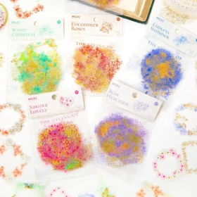 Flower Pledge Foil Stamping Botanical Sticker Pack - Garland, Hyacinth, Camellia, Sakura