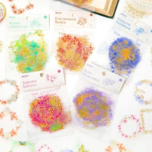 Flower Pledge Foil Stamping Botanical Sticker Pack - Garland, Hyacinth, Camellia, Sakura