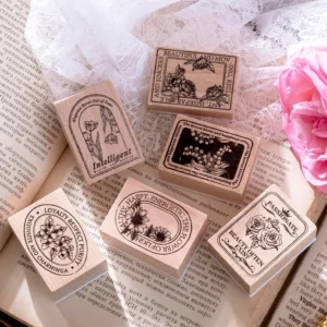 Flower Reflection Tranquility Series Retro Artistic Wooden Rubber Stamp