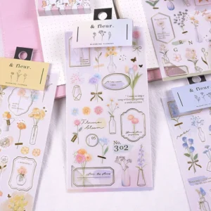 flowers and vase vinyl sticker 3