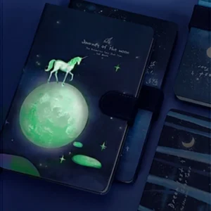 fluorescent luminous starry sky unicorn notebook 2