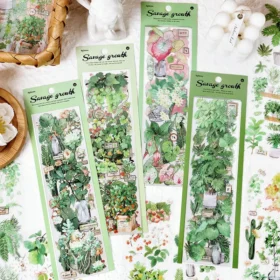 Fresh Greenery Clear Transparent Stickers - Fruit, Leaf, Cactus, Plant