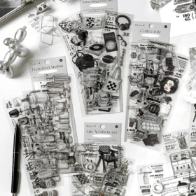 Furniture and Everyday Items Clear Transparent Stickers - Bottle, Coffee, Bag, Headphone