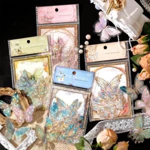 Gem-Like Glittering Butterfly Clear Transparent Stickers