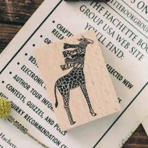 giraffe with scarves wooden rubber stamp 2