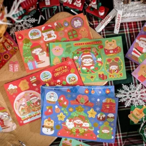 girl and gifts christmas gold foil 2