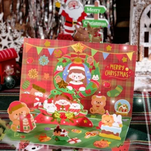 girl and gifts christmas gold foil 3