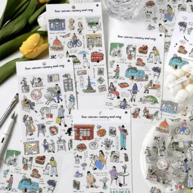 Girl's Life Character Theme Clear Transparent Stickers - Travel, Camping, Coffee, Stay at Home