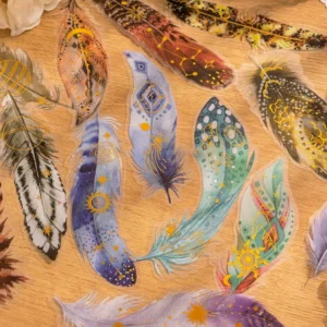 Glitter Feather Large Size Foil Stamping Feather Clear Transparent Sticker