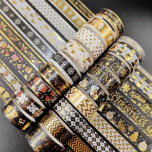 Gold Foil Christmas Washi Tape Set (18 Rolls)