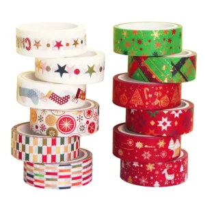 gold foil christmas washi tape set 4