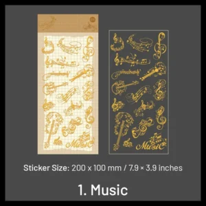 gold foil vinyl stickers music bottle 9