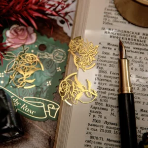 rose theme hollow metal bookmark book 2