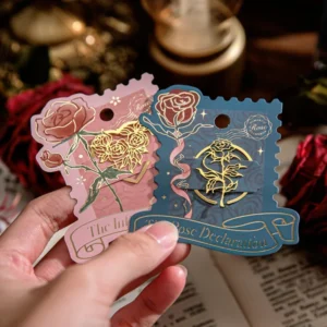 rose theme hollow metal bookmark book 3