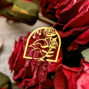 rose theme hollow metal bookmark book 7