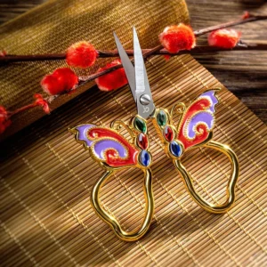 vintage mini butterfly embroidery painted scissors 2